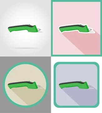 Electric scissors tools for construction and repair flat icons vector illustr Stock Illustration
