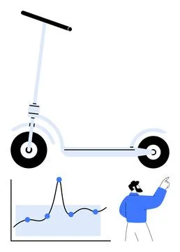 Electric Scooter and Data Analysis Concept for Urban Mobility Solutions 스톡 일러스트