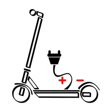 Electric scooter with charging socket Stock Illustration