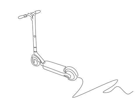 Electric scooter continuous one line vector illustration. Eco Friendly Vehicl Illustrazione stock