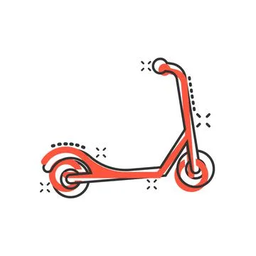 Electric scooter icon in comic style. Bike cartoon vector illustration on whi Illustration