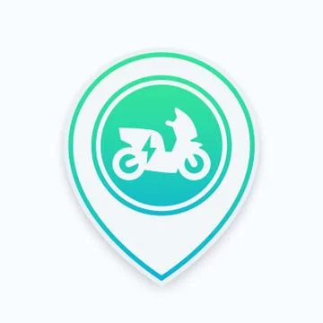 Electric scooter icon on map pointer Stock Illustration