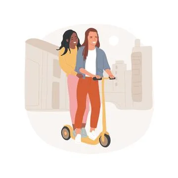 Electric scooter isolated cartoon vector illustration. Ilustración de archivo