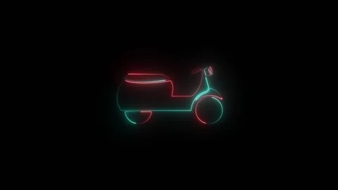 Electric Scooter Motion Graphics against Dark Background with Neon Glow Stock Footage 339831232