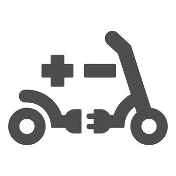 Electric scooter plug and socket solid icon, electric transport concept, charge Stockillustratie