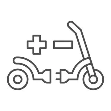 Electric scooter plug and socket thin line icon, electric transport concept Illustrazione stock