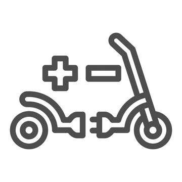 Electric scooter plug and socket line icon, electric transport concept, charge Illustrazione stock