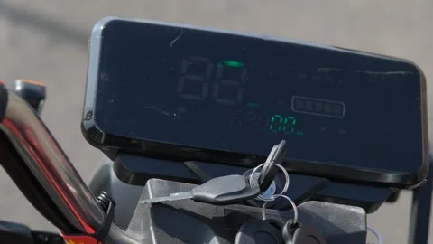Electric Scooter's Digital Ignition Stock Footage 254414915