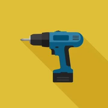 Electric screwdriver flat icon Stock Illustration
