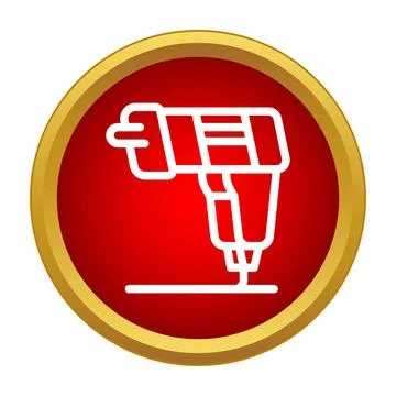 Electric screwdriver icon on red gold circle Stock Illustration