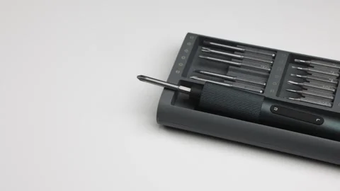 Electric Screwdriver With Precision Bit Set Stock Footage 345923128