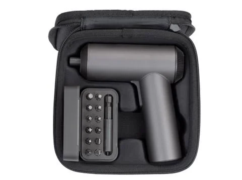 Electric screwdriver in a shockproof case Stock Photos