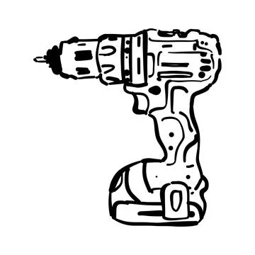 Electric screwdriver sketch. Stock Illustration