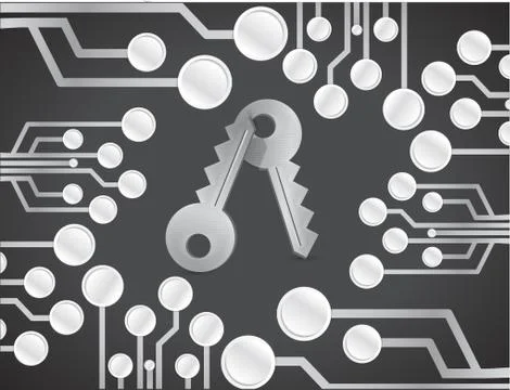 Electric security key circuit board illustration Stockillustratie
