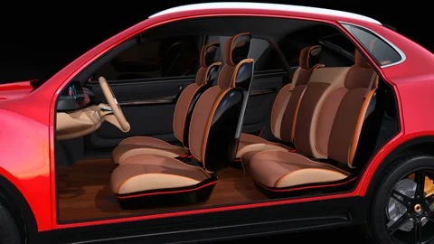 Electric self-driving SUV car interior design Stock Footage 87317569