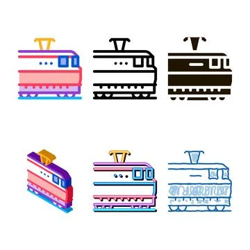 Electric series train icon vector outline 스톡 일러스트
