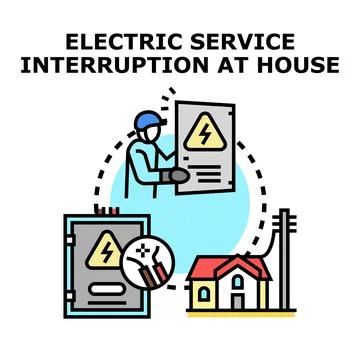 Electric service interruption at house during power outage Ilustración de archivo
