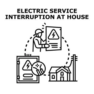 Electric service interruption at house during power outage Stock Illustration