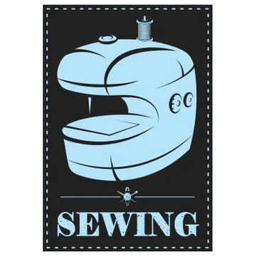 Electric sewing and cutting machine Stock Illustration