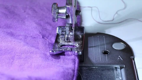 Electric sewing machine - sewing fabric (ext.closeup 4) Stock Footage 78365886
