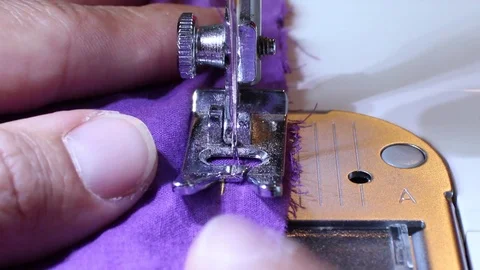 Electric sewing machine - sewing fabric (ext.closeup 3) Stock Footage 78365928