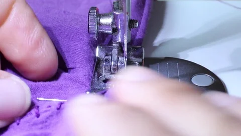 Electric sewing machine - sewing fabric (ext.closeup 5) Video stock 78367428