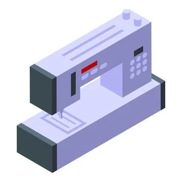 Electric sewing machine standing on table for crafting and tailoring Illustrazione stock