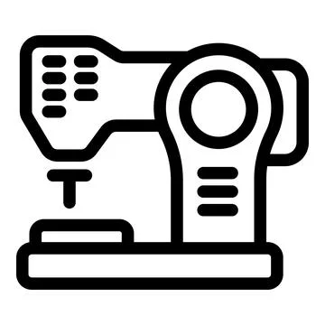 Electric sewing machine standing on table for handmade clothes production Illustrazione stock