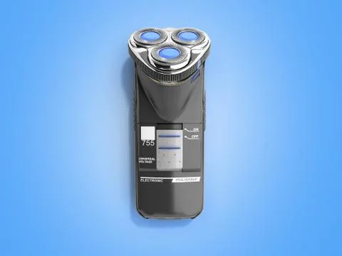 Electric shaver 3d render on blue background Stock Illustration