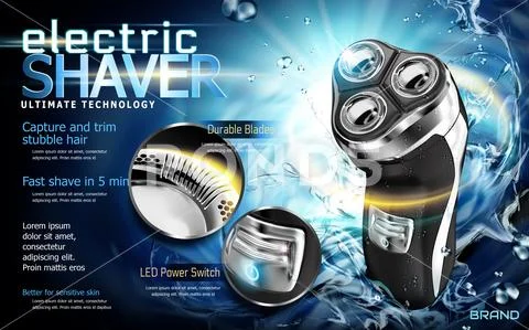 Electric shaver ads Stock Illustration