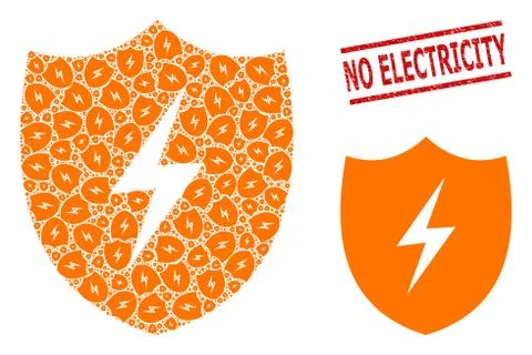 Electric Shield Collage of Electric Shield Icons and Scratched No Electricity Stockillustratie