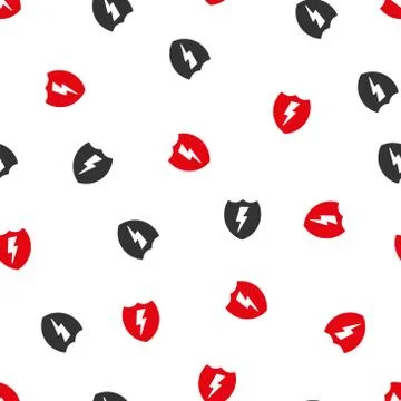 Electric Shield Flat Vector Seamless Pattern Stock Illustration