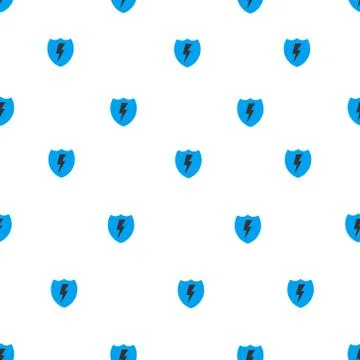 Electric Shield Flat Vector Seamless Pattern Stock Illustration