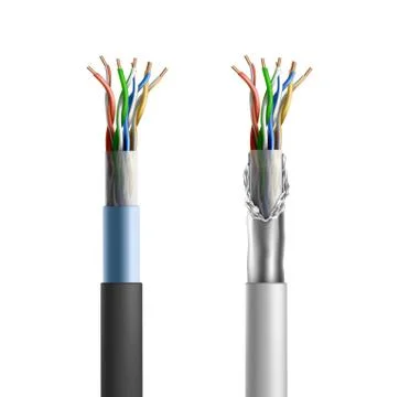 Electric shielded cable with cooper wires Illustrazione stock