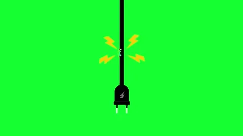 Electric shock animated flashing continuous sparks from torn plug wire on 4.. Video stock 342608183