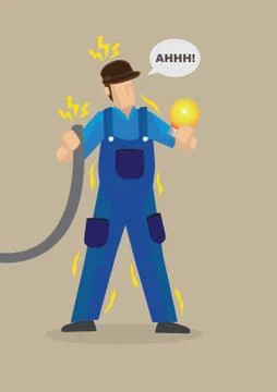 Electric Shock Occupational Hazard Vector Illustration Stock Illustration