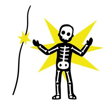 Electric shock. Skeleton touch electric wire with current. Stock Illustration