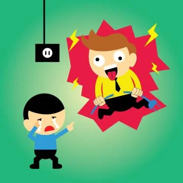 Electric shock vector cartoon Stock Illustration
