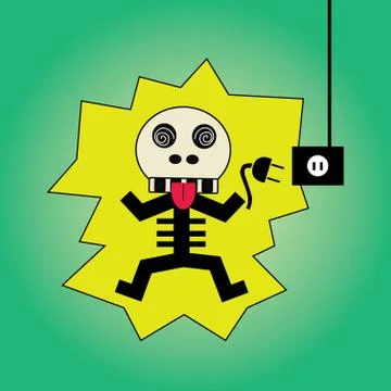 Electric shock vector cartoon Stock Illustration