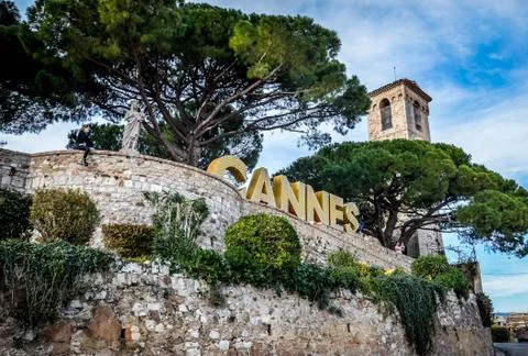 Electric Sign At the Cannes Castle Museum Stock Photos