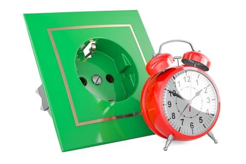 Electric socket with alarm clock, 3D rendering Stock Illustration