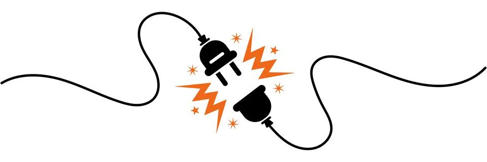 Electric socket and plug graphic icon. Electricity connection or disconnect.. Stock Illustration