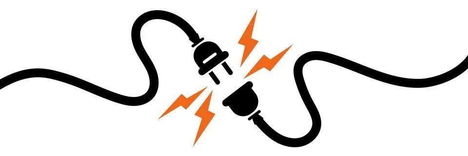 Electric socket and plug graphic icon. Electricity connection or disconnect.. Stock Illustration