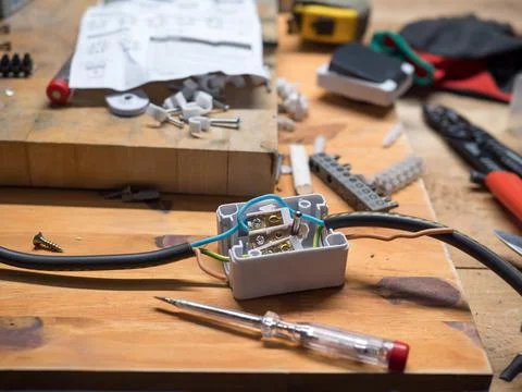 Electric socket for connecting electric cables Foto stock