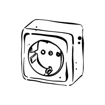 Electric socket doodle sketch. Stock Illustration