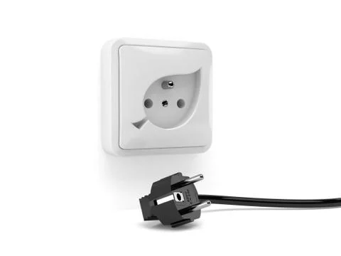 Electric socket with electric cable isolated on white background Stock Illustration