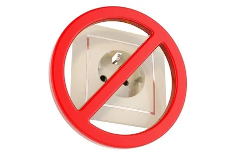 Electric socket with forbidden symbol, 3D rendering Electric socket with f... Stock Photos