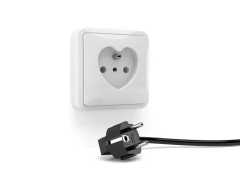 Electric socket in heart shape isolated on white background 스톡 일러스트