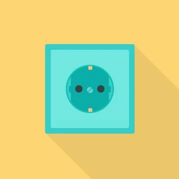 Electric socket icon, flat style Stock Illustration