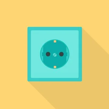 Electric socket icon, flat style Stock Illustration